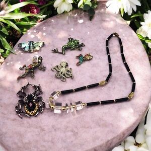 Necklace with Animal & Insects Brooches